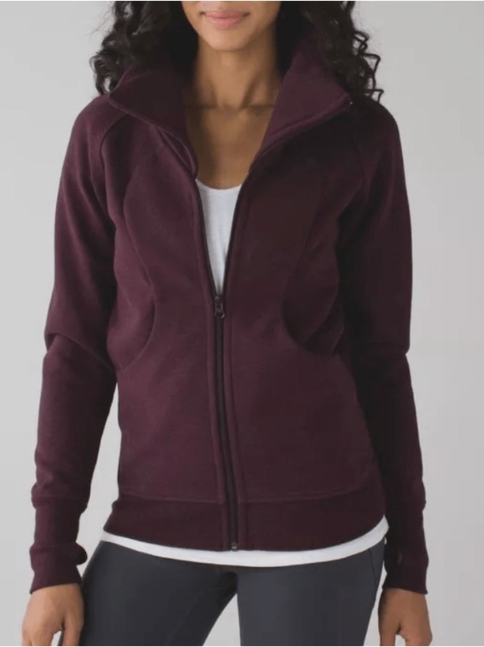 Lululemon Cozy Cuddle Up Jacket Heathered Maroon Full Zip Cross Neck
